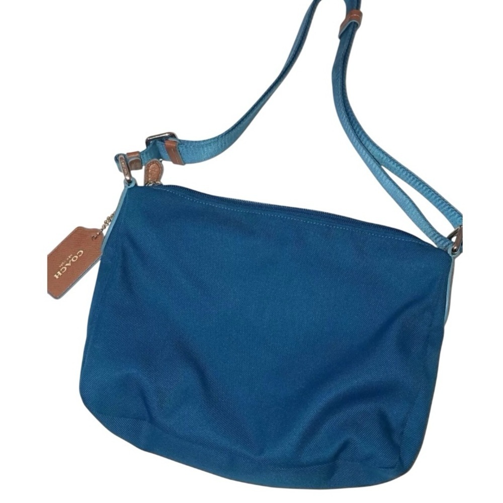 COACH WOMEN'S SAWYER CANVAS CROSSBODY MINERAL BLUE BAG 
AUTHENTIC - Picture 3 of 9